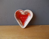 Red HEART Ring Dish / Stoneware Ring Dish / Wedding Jewelry dish / Ring dish / Wedding Gift / Love / Heart Dish / Thankyou GIFT