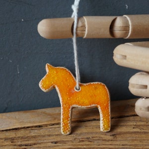 3 MINIATURE Dala Horse Ornament / Horse Decor / CHIME / Ceramic Horse Ornament / Small gift / Pendant / Mobile image 2