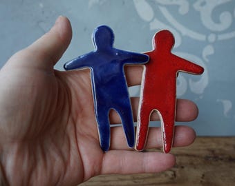 COPPIA DI PIASTRELLE IN CERAMICA A FORMA DI UOMO / Tessere di mosaico / Ornamenti divertenti / Regalo di ringraziamento / Decorazioni per interni ed esterni
