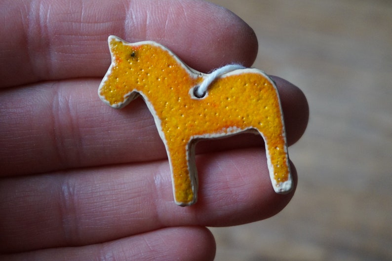 3 MINIATURE Dala Horse Ornament / Horse Decor / CHIME / Ceramic Horse Ornament / Small gift / Pendant / Mobile image 5