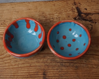 2 Joyful Bowls / Dip Bowls / Turquoise Spice bowls / Sauce Bowls / Salt and Pepper