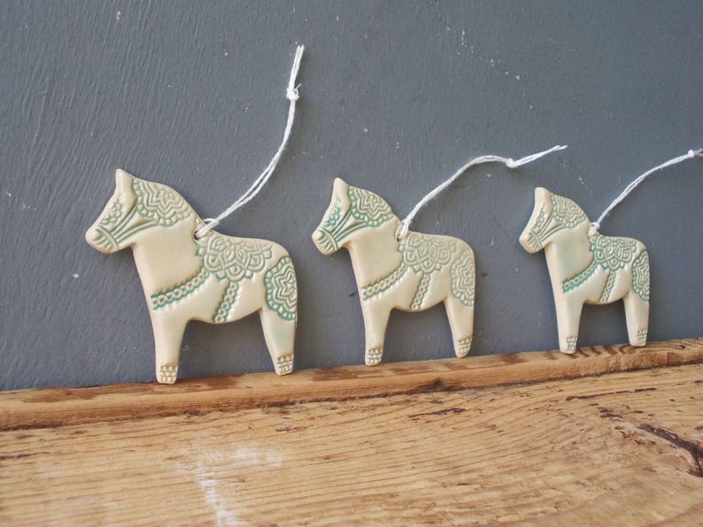 One Dala Horse Ornament / Horse Decor / CHIME / Ceramic Horse Ornament / Small gift / Pendant / Mobile image 5