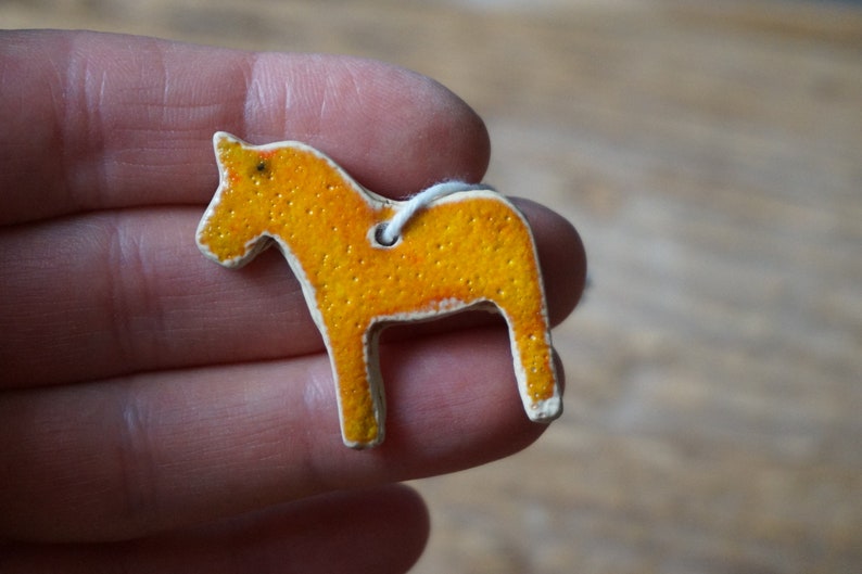 3 MINIATURE Dala Horse Ornament / Horse Decor / CHIME / Ceramic Horse Ornament / Small gift / Pendant / Mobile image 6