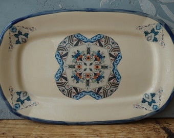 Ceramic Plate / Turquoise Plate / Blue glass serving dish / Table Centerpiece / Jewelry dish