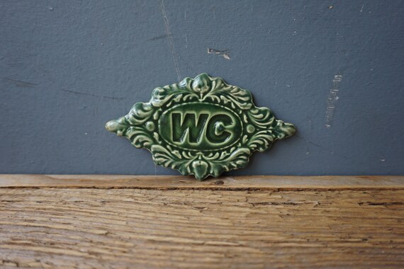 Wc Sign Home Decor Door Decor Bathroom Sign Vintage Etsy