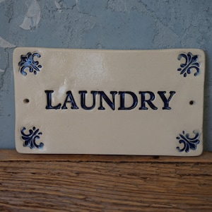 Bord WAS / Huisornament / Keramisch badkamerbord / Deurplaquette