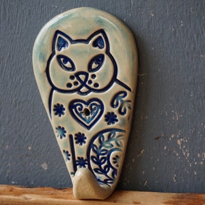 One Towel Hook / Ceramic CAT hook / Rack hook / Vintage hook / Rustic hook / Kitchen towel hook / Bathroom towel hook image 4