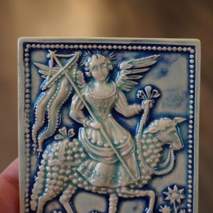 Plaque en céramique avec ange gardien antique : Carrelage mural