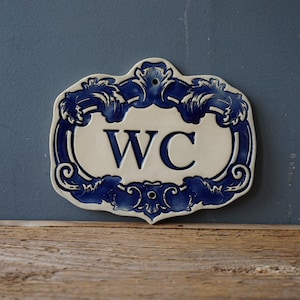 WC Schild / Wohndekor / WC Tür Dekor / Badezimmer Schild / Vintage Fliese / Türschild WC