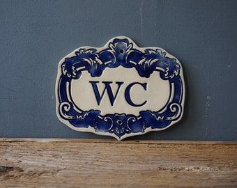 WC Sign / Home decor / WC Door decor / Bathroom sign / Vintage Tile / Door Plaque WC