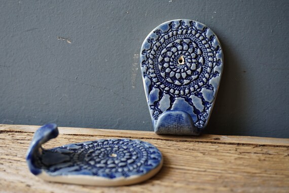 Towel Hook Ceramic Hook Lace Print Rack Hook Vintage Etsy