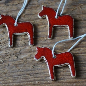 3 MINIATURE Dala Horse Ornament / Horse Decor / CHIME / Ceramic Horse Ornament / Small gift / Pendant / Mobile image 10