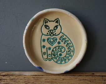 In LOVE with Cats Ceramic Plate / Cat Dish / Christening Gift / Family / Birthday gift / Jewelry dish