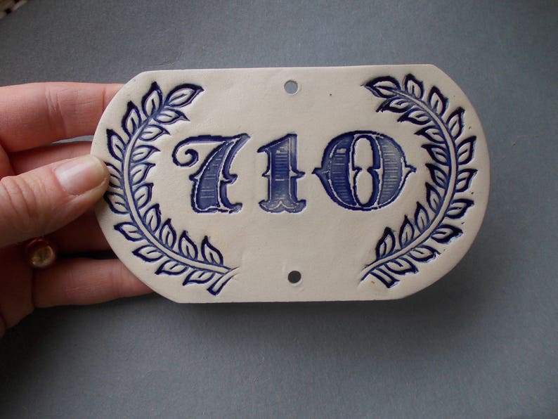 Any CUSTOM House Number / Door Number / Door Decor / Vintage decor / Door Plaque / Numerals / Blue sign / Door Sign image 5