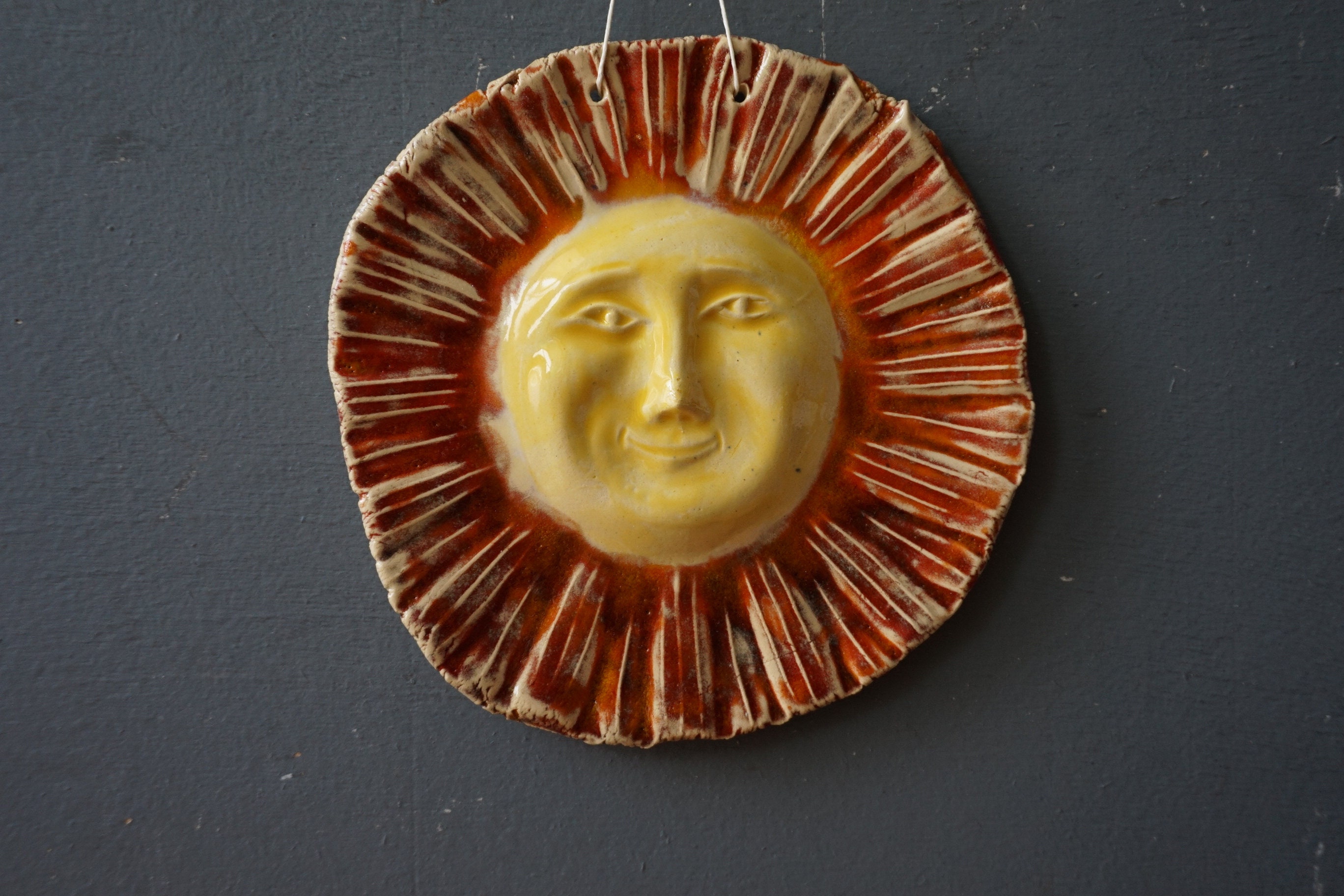 Vintage Sun Ceramic Wall Decor / Hanging / Nursery Decor Etsy