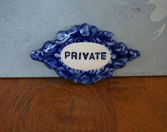 Letrero de cerámica PRIVADO / Decoración francesa para el hogar / Azulejo para puerta