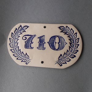 Any CUSTOM House Number / Door Number / Door Decor / Vintage decor / Door Plaque / Numerals / Blue sign / Door Sign image 2