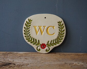 Made to order WC Sign / Scandinavian Home decor / WC Tile / Bathroom sign / Vintage Tile / Door Plaque WC