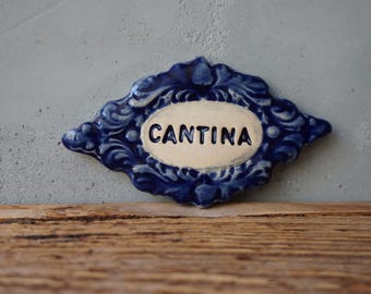 ヴィンテージスタイルのイタリアンカンティーナセラミックドアサイン