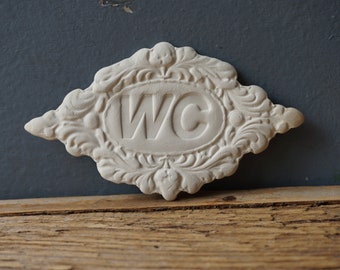 WC Sign / Home decor / Door decor / Bathroom sign / Vintage decor / White Door Plaque