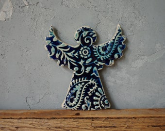 Blue Ceramic Angel Magnet / Guardian