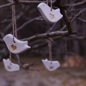 60 Gilded White Ceramic LOVE BIRDS / Wedding FAVORS / Birthday Favors/ Gift Tags / Christmas tree Decors image 4