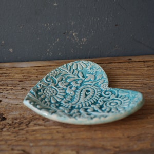 HEART Ring Dish / Love Dish / Thankyou GIFT / Soap Dish / Tealight Holder Paisley image 7