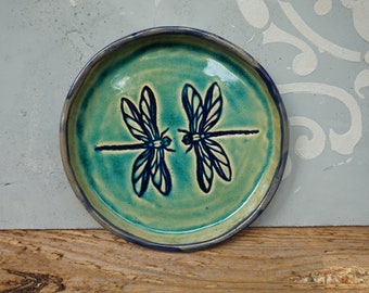 Dancing Dragonfly Ceramic Dish / Christening Gift / Birthday gift / Jewelry dish