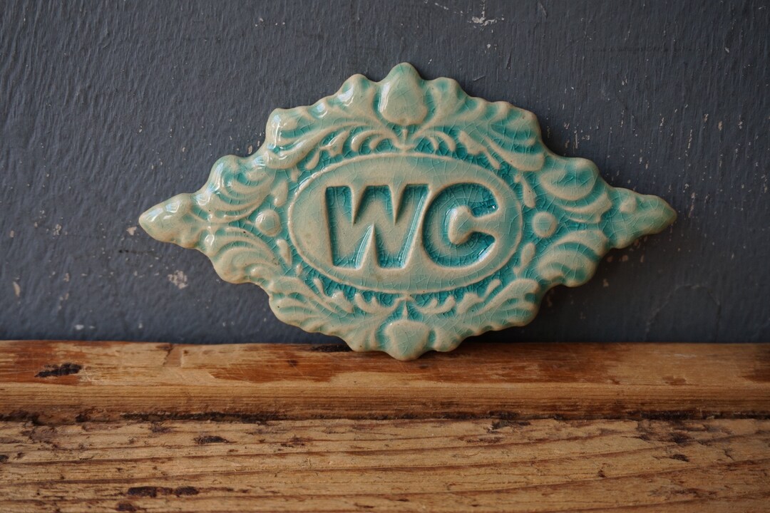 WC Sign / Ceramic Door Sign / Blue Bathroom Sign / Toilet Door - Etsy