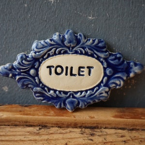 TOILET Sign / White Door decor / Bathroom sign / Vintage decor / Door Plaque