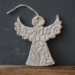 Ceramic Angel / Family chime / Vintage Folk decor / Ceramic Ornament / Home decor garden or wall Mobile