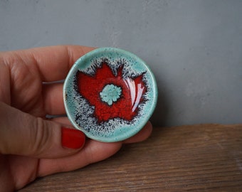 Red Ring Dish / Ceramic Jewelry dish / Spoon rest / Tealight holder