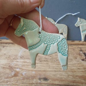 One Dala Horse Ornament / Horse Decor / CHIME / Ceramic Horse Ornament / Small gift / Pendant / Mobile image 6