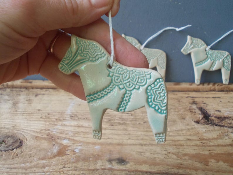 One Dala Horse Ornament / Horse Decor / CHIME / Ceramic Horse Ornament / Small gift / Pendant / Mobile image 6