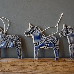 One Dala Horse Ornament / Horse Decor / CHIME / Ceramic Horse Ornament / Small gift / Pendant