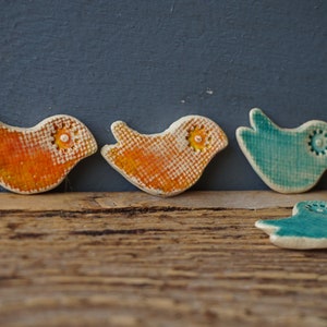 5 Ceramic BIRD TILES / Mosaic Tile set / Ornament / Wall art / DIY Supply