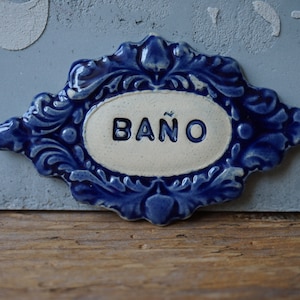 BANO Keramik Türschild: Kobaltblaue Glasur, 9 x 5 cm