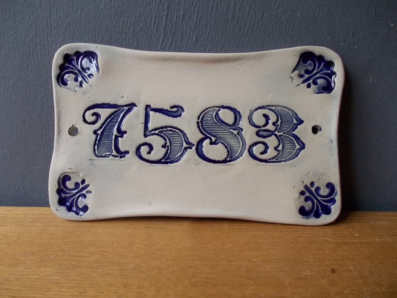 Your House Number Door Number Door Decor Vintage decor Door Plaque Numerals Blue sign Door Sign