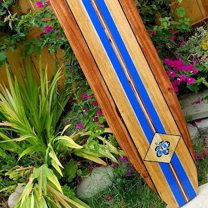 7ft. Hibiscus Surfboard Wall Art | Hawaiian Surf Decoration | Coastal hibiscus Beach Decor | Pick Colors 7-02