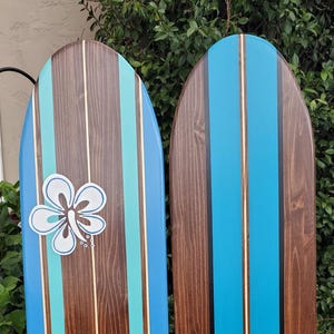 2 - Surfboard Wall Art decor | Hawaiian decoration | Beach wooden longboard | Tiki bar Surf board | Pick Colors 11C