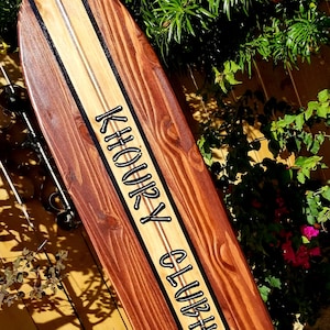Personalized Surfboard Wall Decor | Tropical Beach Decor Wood surf board Bar top  Pick your colors
