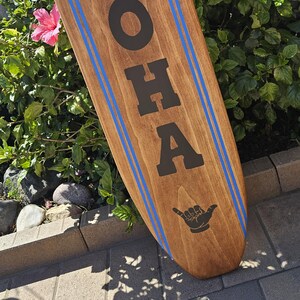 Blue Aloha Surfboard Wall decor | Surf board beach art | Pick your color 4-196
