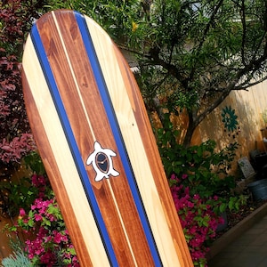 Turtle Surf Wall Hanging surf decor beach house decoration honu decor wooden longboard tiki bar surf board ocean themed  109C