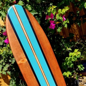 Surf Wall Art surf decor | Hawaiian decoration | Beach wooden longboard | tiki bar ocean themed sign 4-55
