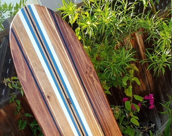 Wood Surfboard Bar Top – Hawaiian Turtle Tribal Wall Art / Outdoor Shower Decor – Surf Theme, Wood, Tribal Pattern