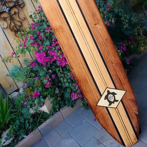 7 ft. Classic 7-5  SURFBOARD WALL ART Hawaiian honu surf beach decor longboard tiki turtle