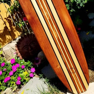 Sun Surfboard Wall Art decor | Classic vintage surf board | Beach wooden longboard | tiki bar 4-1