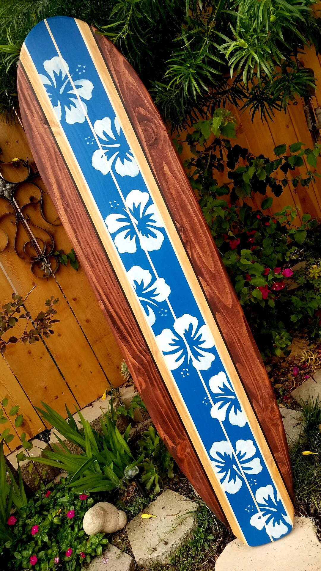 Wood Surfboard Bar Top Wall Decor - Hawaiian Surfboard Art By Hawaiijoes
