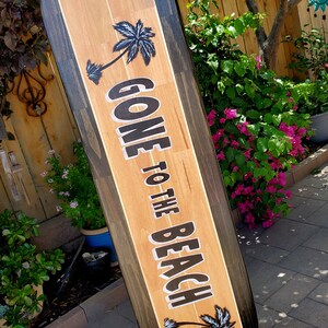 Gone to the Beach Surfboard Wall Art | Palm Trees house decoration | sign wooden surf board | longboard tiki bar | 67C