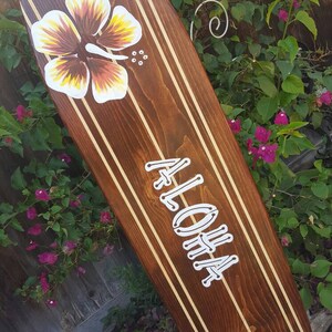 Aloha Surfboard Wall decor | Surf Art Hibiscus Board 4-34